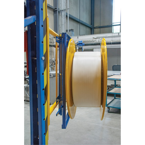 Distributeur de feuillards, Feuillard Polyester/Acier/Polypropyl&egrave;ne, Dia de noyau 16"/8", largeur de rouleau 3"/8"/6" Waymarc Industries Inc