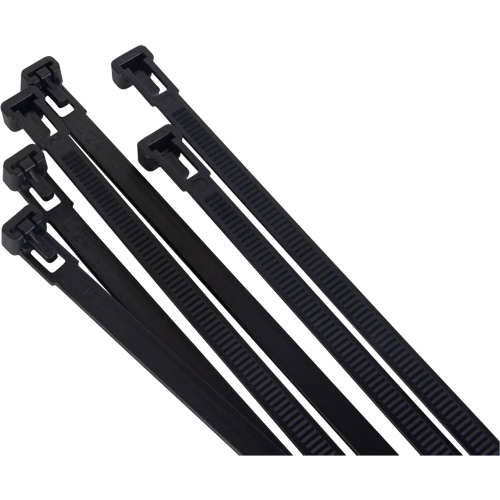 Re-Usable Cable Tie, 8" Long, 50 lbs. Tensile Strength, Black Waymarc Industries Inc
