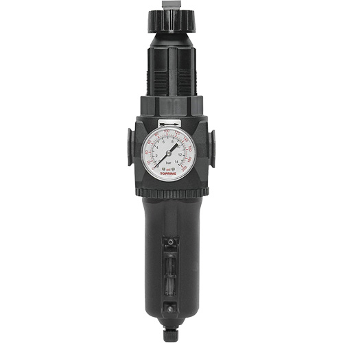 Filtre/r&eacute;gulateur drain manuel avec bol en m&eacute;tal et manom&egrave;tre Modulair 400, 1/2" NPT, 200 psi, Capacit&eacute; de 9,1 oz liq. Waymarc Industries Inc