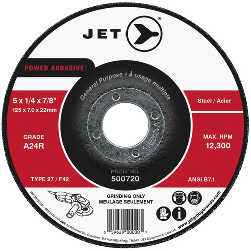 Meule abrasive motoris&eacute;e A24R, 4-1/2" x 1/4", Arbre 7/8", Type 27 Waymarc Industries Inc