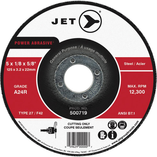 Meule &agrave; tronçonner Power Abrasive, 7" x 1/8", Arbre de 7/8", Type 27, 8500 Tr/min Waymarc Industries Inc