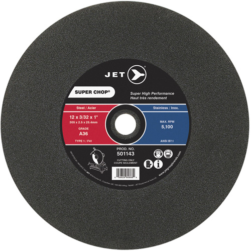 Meule &agrave; tronçonner Super Chop, 12" x 3/32", Arbre de 1", Type 1, 5100 Tr/min Waymarc Industries Inc