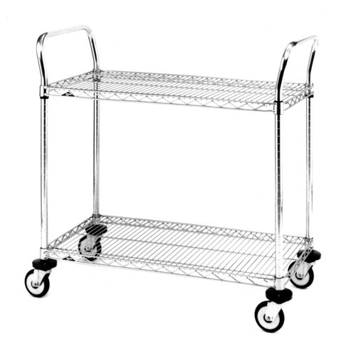 Standard-Duty Utility Cart With Wire Shelves, Chrome Plated, 24" x 39" x 24", 375 lbs. Capacity Waymarc Industries Inc