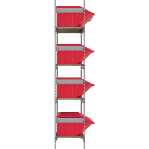 Wide Span Shelving with Jumbo Plastic Bins, Steel, Boltless, 800 lbs. Capacity, 66" W x 72" H x 18" D Waymarc Industries Inc
