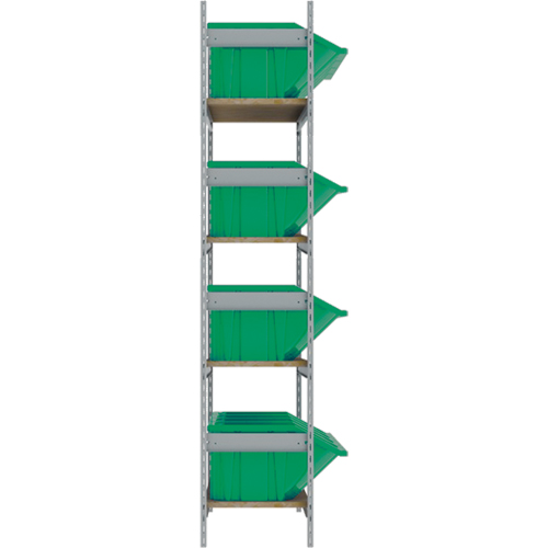 Wide Span Shelving with Jumbo Plastic Bins, Steel, Boltless, 800 lbs. Capacity, 66" W x 72" H x 18" D Waymarc Industries Inc