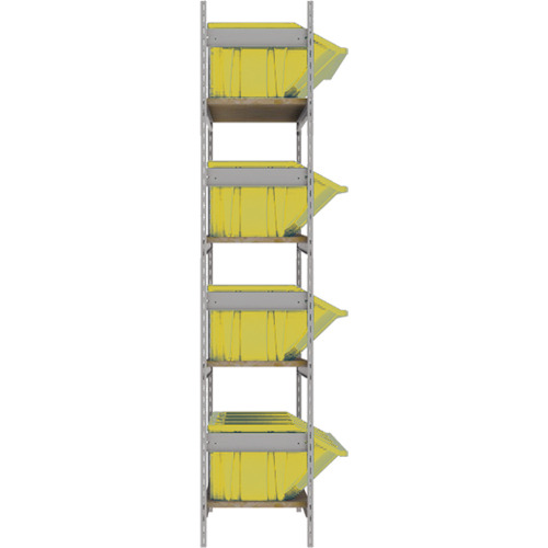 Wide Span Shelving with Jumbo Plastic Bins, Steel, Boltless, 800 lbs. Capacity, 66" W x 72" H x 18" D Waymarc Industries Inc