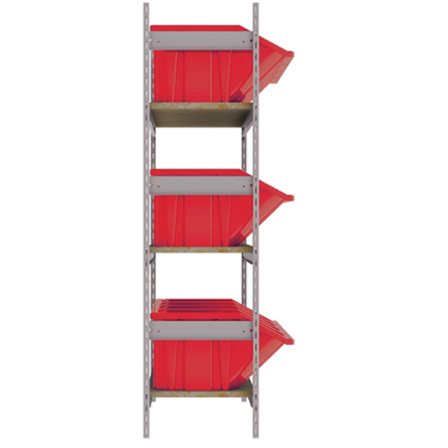 Wide Span Shelving with Jumbo Plastic Bins, Steel, Boltless, 800 lbs. Capacity, 66" W x 60" H x 18" D Waymarc Industries Inc