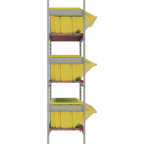 Wide Span Shelving with Jumbo Plastic Bins, Steel, Boltless, 800 lbs. Capacity, 66" W x 60" H x 18" D Waymarc Industries Inc