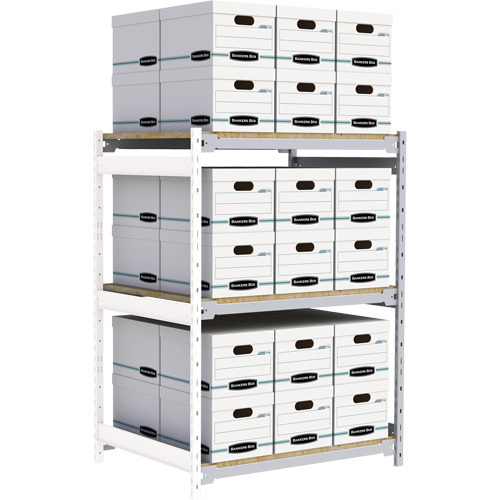 Wide Span Record Storage Shelving, Steel, 3 Shelves, 42" W x 32" D x 60" H, Add-On Kit Waymarc Industries Inc