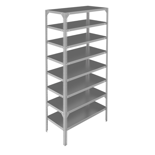 &eacute;l&eacute;ment de rayonnage, Acier galvanis&eacute;, Montant &agrave; fente, Capacit&eacute; 300 lb, 48" la x 96" h x 12" p Waymarc Industries Inc