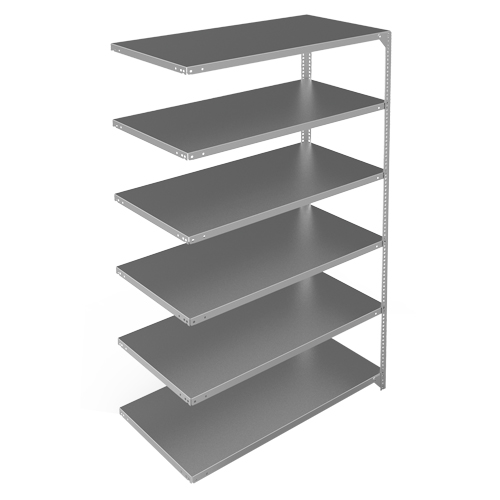 Shelving Unit, Galvanized Steel, Slotted Angle, 275 lbs. Capacity, 48" W x 72" H x 24" D Waymarc Industries Inc