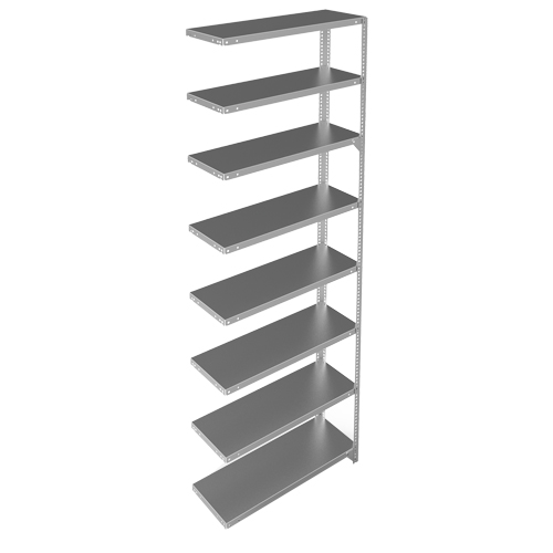 Shelving Unit, Galvanized Steel, Slotted Angle, 400 lbs. Capacity, 36" W x 96" H x 15" D Waymarc Industries Inc