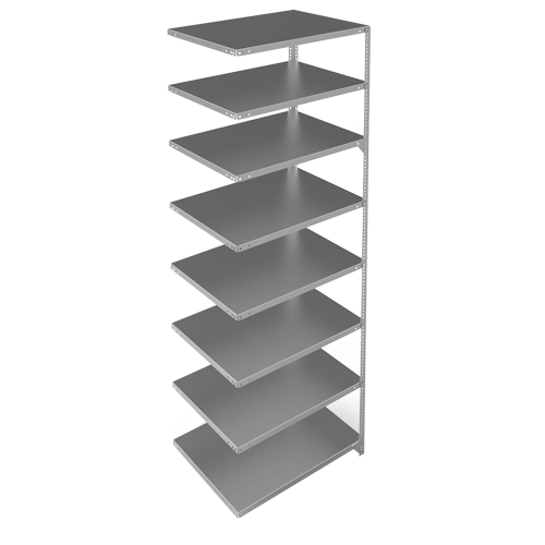 Shelving Unit, Galvanized Steel, Slotted Angle, 400 lbs. Capacity, 36" W x 96" H x 24" D Waymarc Industries Inc