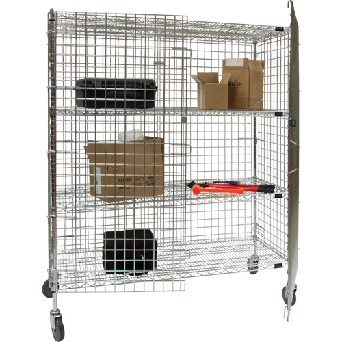 Security Cart, Chrome Plated, 60" x 69" x 24", 500 lbs. Capacity Waymarc Industries Inc