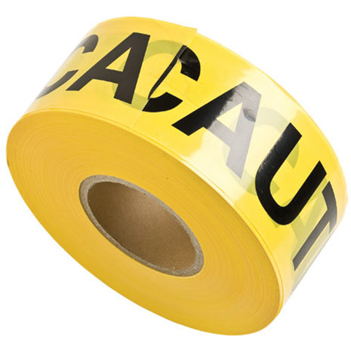 Rubans pour barricades, Anglais, 3" la x 1000' lo, 3 mils, Noir sur jaune Waymarc Industries Inc