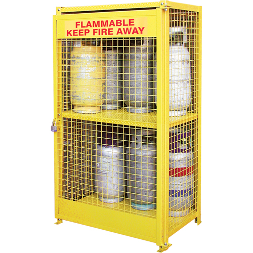 Gas Cylinder Cabinets, 12 Cylinder Capacity, 44" W x 30" D x 74" H, Yellow Waymarc Industries Inc