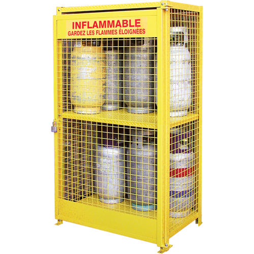 Gas Cylinder Cabinets, 12 Cylinder Capacity, 44" W x 30" D x 74" H, Yellow Waymarc Industries Inc