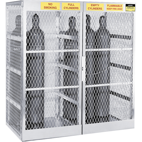 Aluminum LPG Cylinder Locker Storage, 20 Cylinder Capacity, 60" W x 32" D x 65" H, Silver Waymarc Industries Inc