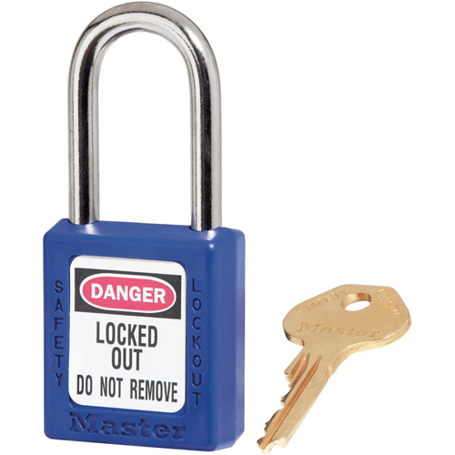 410 Zenex Safety Padlock, Blue, Keyed Different, Thermoplastic, 1-1/2" Width Waymarc Industries Inc