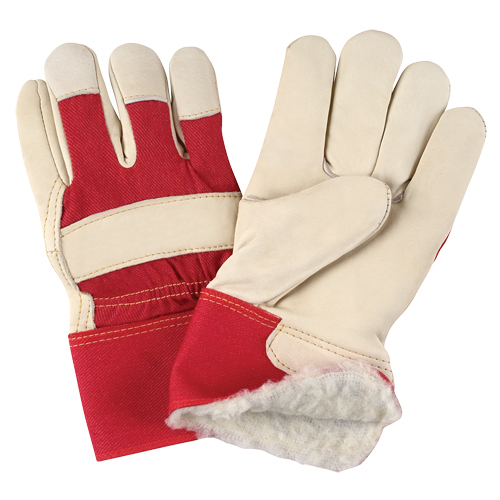Red & White Premium Winter-Lined Fitters Gloves, Large, Grain Cowhide Palm, Boa Inner Lining Waymarc Industries Inc