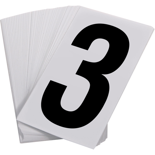 Num&eacute;ros autocollants, 3, 3-1/2" h, Noir sur blanc Waymarc Industries Inc