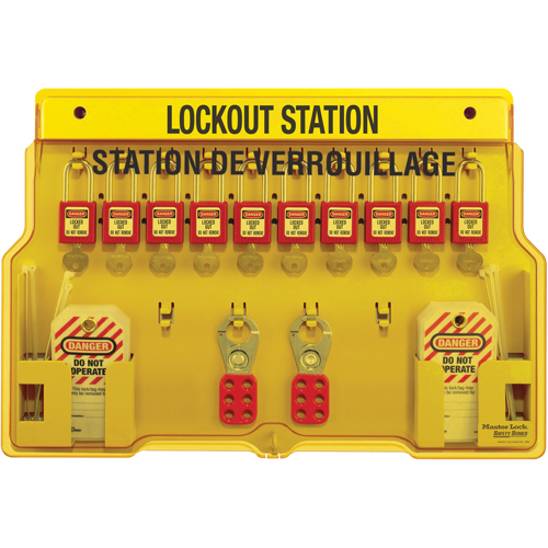 Stations de verrouillage, Cadenas Thermoplastique, Capacit&eacute; de 10, Cadenas Compris Waymarc Industries Inc