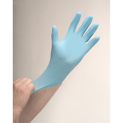 Gants d'examen r&eacute;sistants &agrave; la perforation, Grand, Nitrile, 4,5 mils, Poudr&eacute;s, Bleu Waymarc Industries Inc