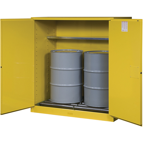 Sure-Grip&reg; EX Vertical Drum Storage Cabinets, 110 US gal. Cap., 2 Drums, Yellow Waymarc Industries Inc
