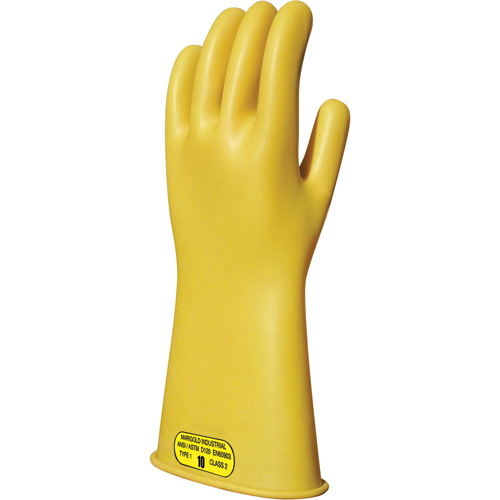 Yellow Natural Rubber Insulating Gloves, ASTM Class 2, Size 8, 16" L Waymarc Industries Inc