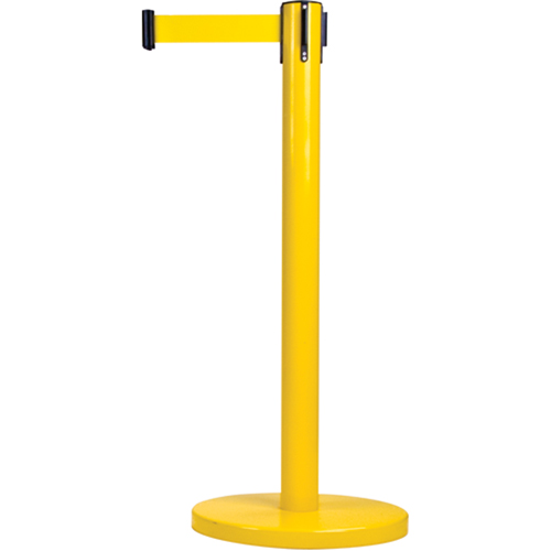 Barri&egrave;res sur pieds pour le contr&ocirc;le des foules, Acier, 35" h, Ruban Jaune, Longueur du ruban 7' Waymarc Industries Inc