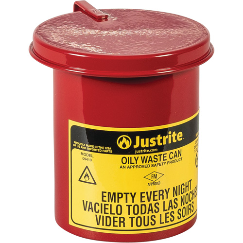 Mini Bench - Top Oily Waste Cans, FM Approved, 0.45 US gallon, Red Waymarc Industries Inc