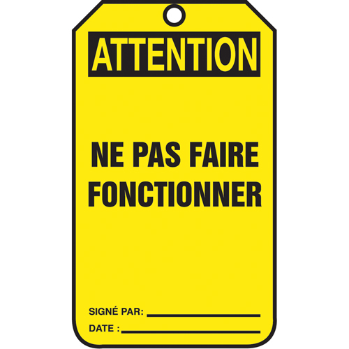 &eacute;tiquettes de verrouillage, Plastique, 3-3/8" la x 5-7/8" h, Français Waymarc Industries Inc