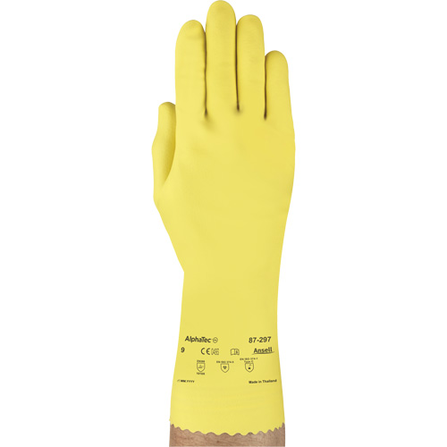 VersaTouch&reg; 297 Gloves, Size X-Large/10, 12" L, Rubber Latex, Flock-Lined Inner Lining, 20-mil Waymarc Industries Inc
