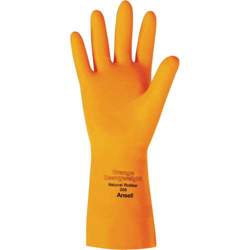 Orange Heavyweight 208 Series Gloves, Size Small/7, 13" L, Rubber Latex, Flock-Lined Inner Lining, 29-mil Waymarc Industries Inc