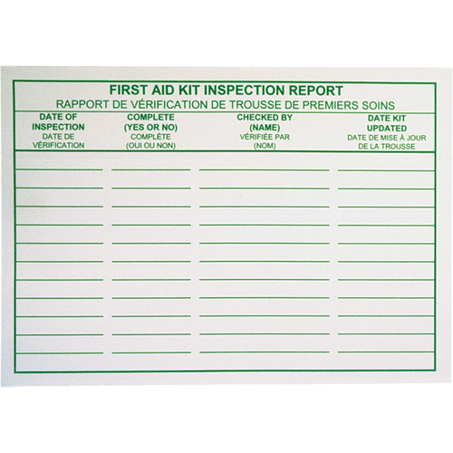 First Aid Kit Inspection Report Cards Waymarc Industries Inc