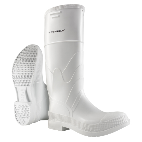 Bottes blanches, PVC, Embout Acier, Pointure 6, Semelle R&eacute;sistant aux perforations Waymarc Industries Inc