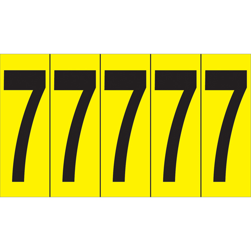 Individual Adhesive Number Markers, 7, 3-7/8" H, Black on Yellow Waymarc Industries Inc