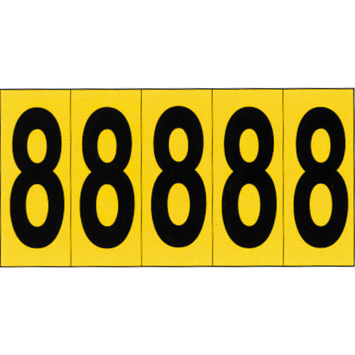 Rep&egrave;res adh&eacute;sifs &agrave; chiffres individuels, 8, 3-7/8" h, Noir sur jaune Waymarc Industries Inc
