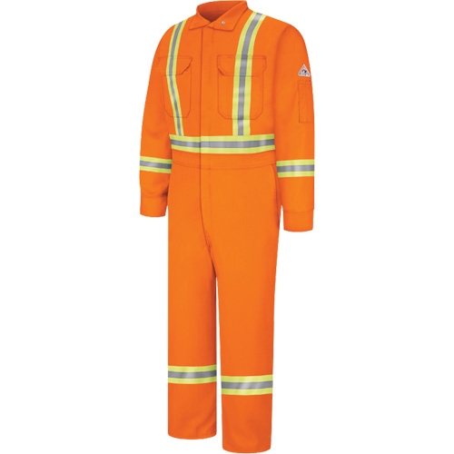 Flame-Resistant Coveralls with Reflective Trim, Size 38, Orange, 12.2 cal/cm² Waymarc Industries Inc
