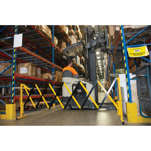 Expandable Barrier, 37" H x 11' L, Black/Yellow Waymarc Industries Inc