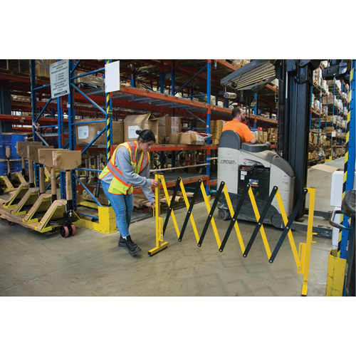 Expandable Barrier, 37" H x 11' L, Black/Yellow Waymarc Industries Inc