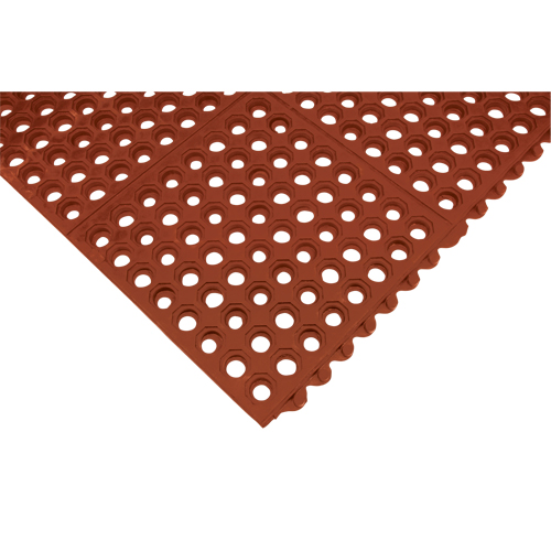 Anti-Fatigue Link Matting, Honeycomb, 3' x 3' x 1/2", Brown, Nitrile/Rubber Waymarc Industries Inc
