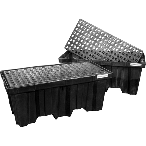 Palettes emboîtables pour contr&ocirc;le des d&eacute;versements, Capacit&eacute; de d&eacute;versement 66 gal. US, 51" x 26" x 21" Waymarc Industries Inc