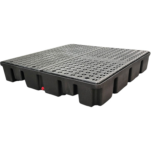 Palette emboîtable avec drain pour contr&ocirc;le des d&eacute;versements, Capacit&eacute; de d&eacute;versement 66 gal. US, 49" x 49" x 10,5" Waymarc Industries Inc