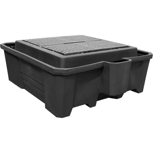 Palette de confinement avec drain, Capacit&eacute; de d&eacute;versement 385 gal., 73" x 80,5" x 29,5" Waymarc Industries Inc