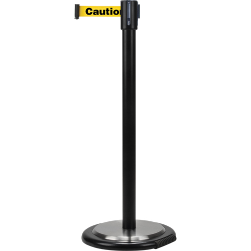 Barri&egrave;res sur pieds pour le contr&ocirc;le des foules, Acier, 35" h, Ruban Jaune, Longueur du ruban 7' Waymarc Industries Inc