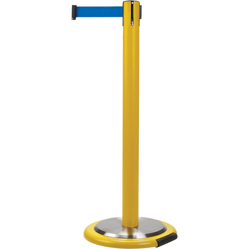 Barri&egrave;res sur pieds pour le contr&ocirc;le des foules, Acier, 35" h, Ruban Bleu, Longueur du ruban 7' Waymarc Industries Inc
