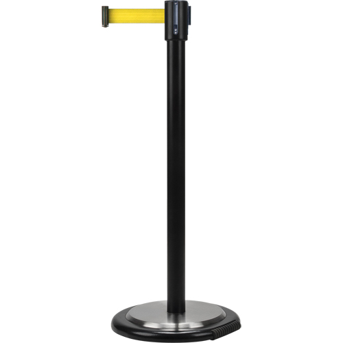 Free-Standing Crowd Control Barrier, Steel, 35" H, Yellow Tape, 7' Tape Length Waymarc Industries Inc