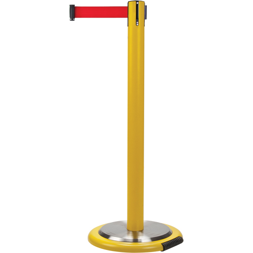 Free-Standing Crowd Control Barrier, Steel, 35" H, Red Tape, 7' Tape Length Waymarc Industries Inc