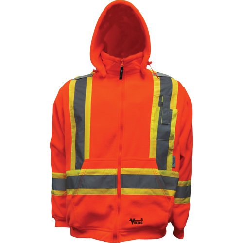 Safety Fleece Hoodie, Fleece/Polyester, Small, Orange Waymarc Industries Inc